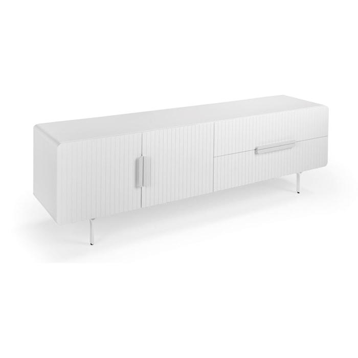 Mueble de TV – Blanco mate y detalles metálicos