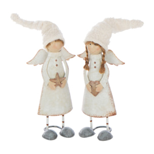 J-Line figurine Ange Cœur + Étoile - polyrésine - blanc - small - 2 pièces