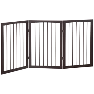 Barrera de Seguridad Plegable Perros Pequeños 160x76 cm para Puertas Café Oscuro