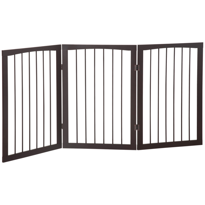 Barrera de Seguridad Plegable Perros Pequeños 160x76 cm para Puertas Café Oscuro