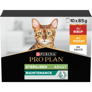 PRO PLAN Adulte Stérilisé Boeuf Poulet 10x85g