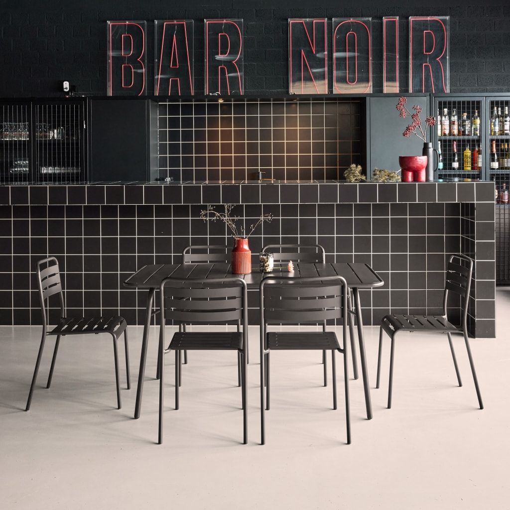 Table de jardin pliante métal + 6 assises AMÉLIA