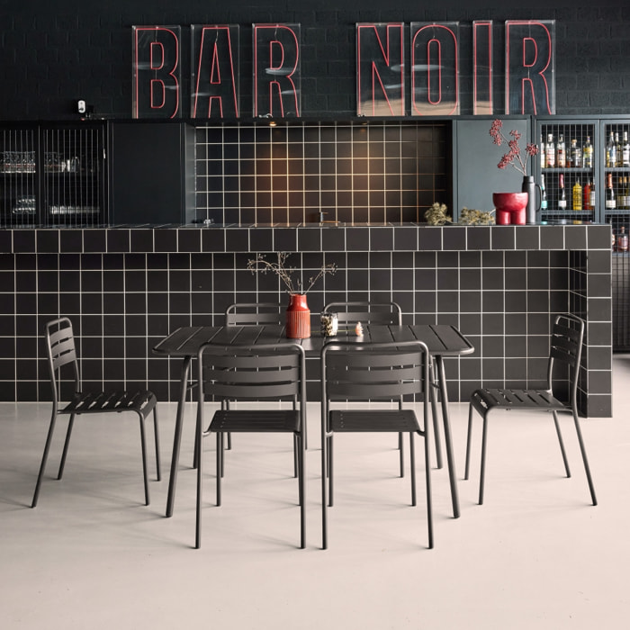 Table de jardin pliante métal + 6 assises AMÉLIA