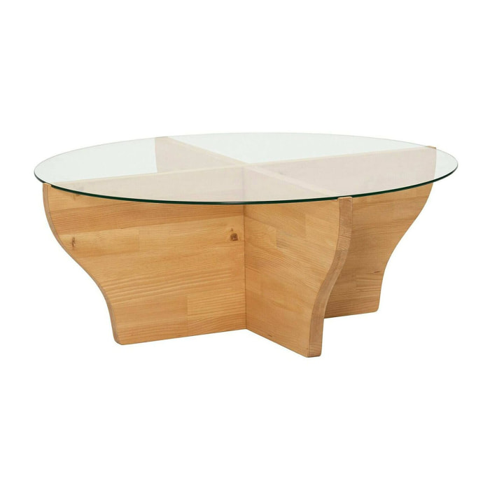 Tavolino da salotto Califfi, Tavolo basso da caffè, Portariviste per divano, Ripiano da soggiorno, 92x92h36 cm, Rovere