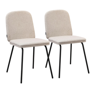 Set 2 sedie in tessuto beige con gambe nere in metallo - Karen