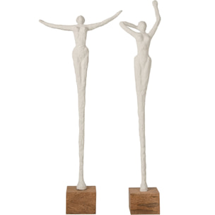 J-Line Femme sur base pose - polyrésine - naturel/blanc - assortiment de 2