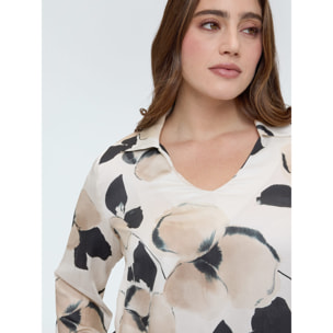 Fiorella Rubino - Blusa in raso con stampa floreale - Bianco