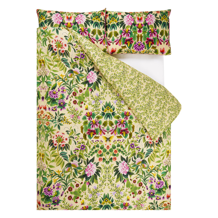 Housse de couette imprimée en percale de coton, IKEBANA DAMASK, Vert clair