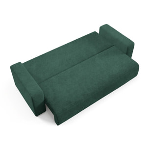 GLORIA - Canapé droit convertible 3 places en tissu vert