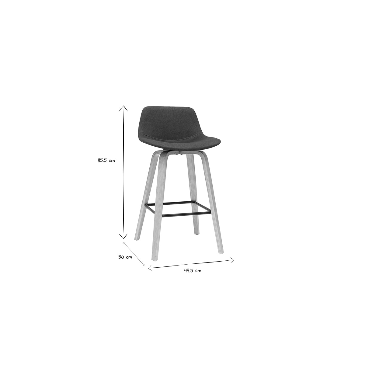 Tabourets de bar scandinaves gris foncé H65 cm (lot de 2) NONIE