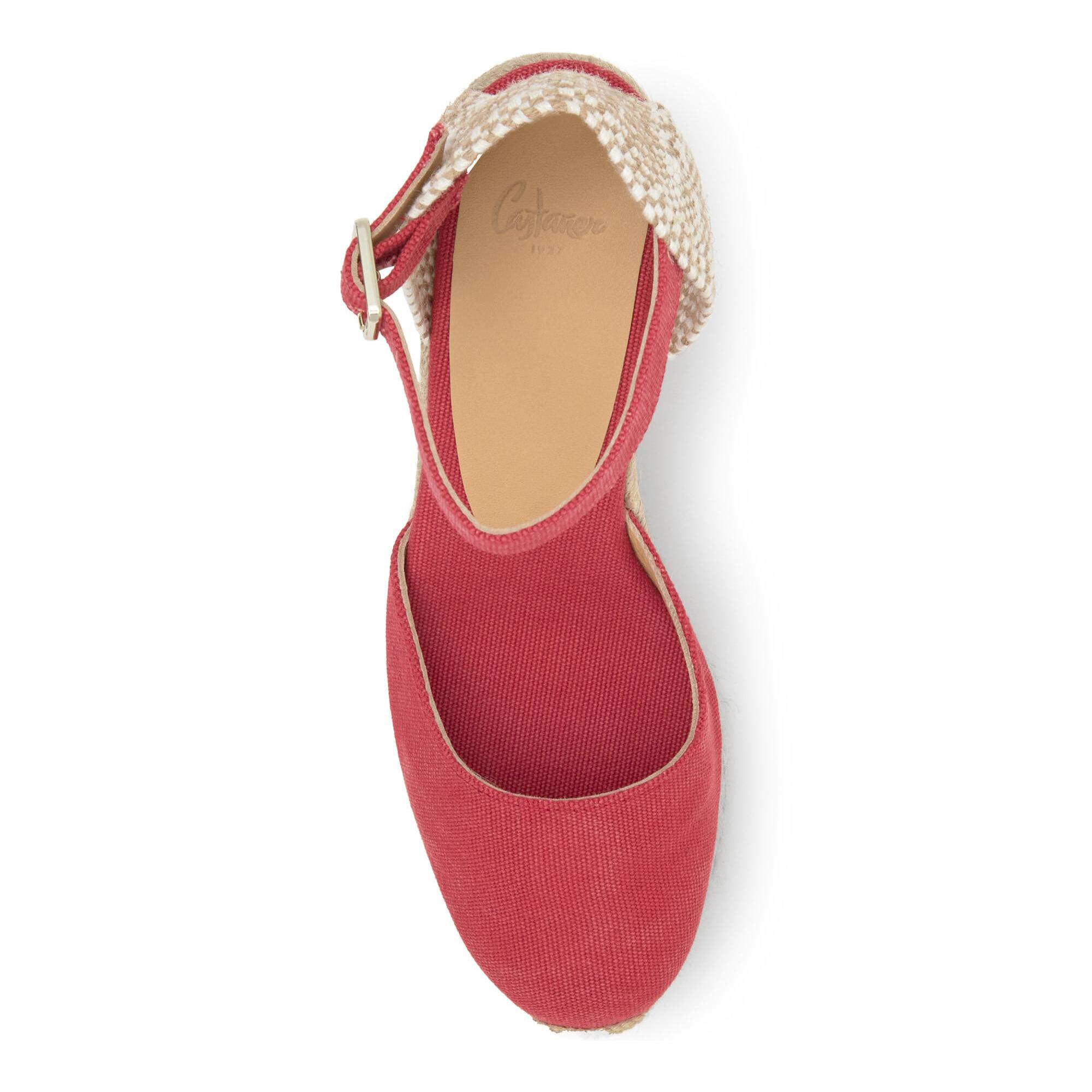 Alpargatas de cuña de mujer Carol en algodón orgánico lavado con cierre de pulsera