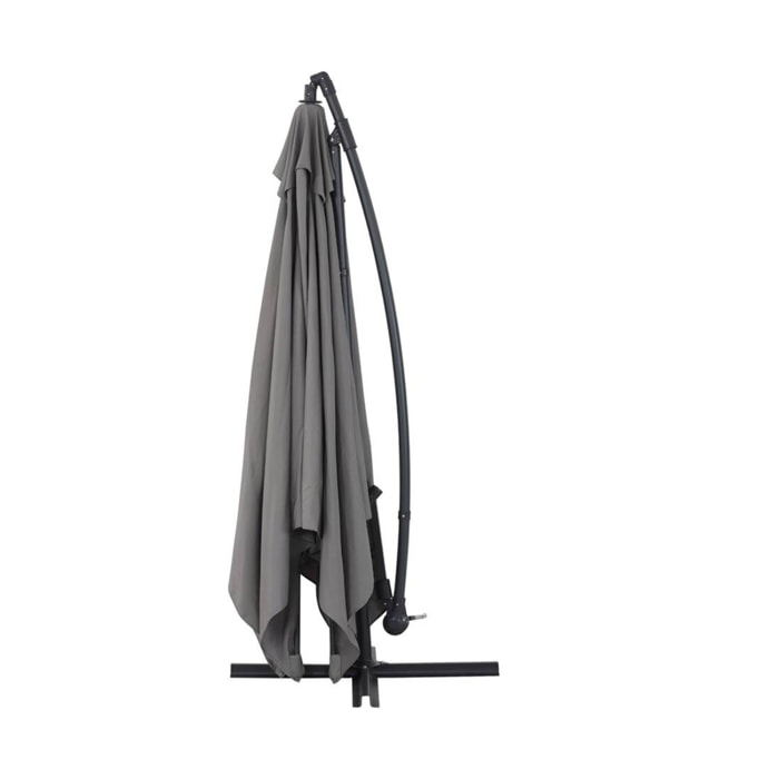 Parasol jardin déporté Alu "Ilios 3" - Carré - 3 x 3 m - Gris - Dalles incluses