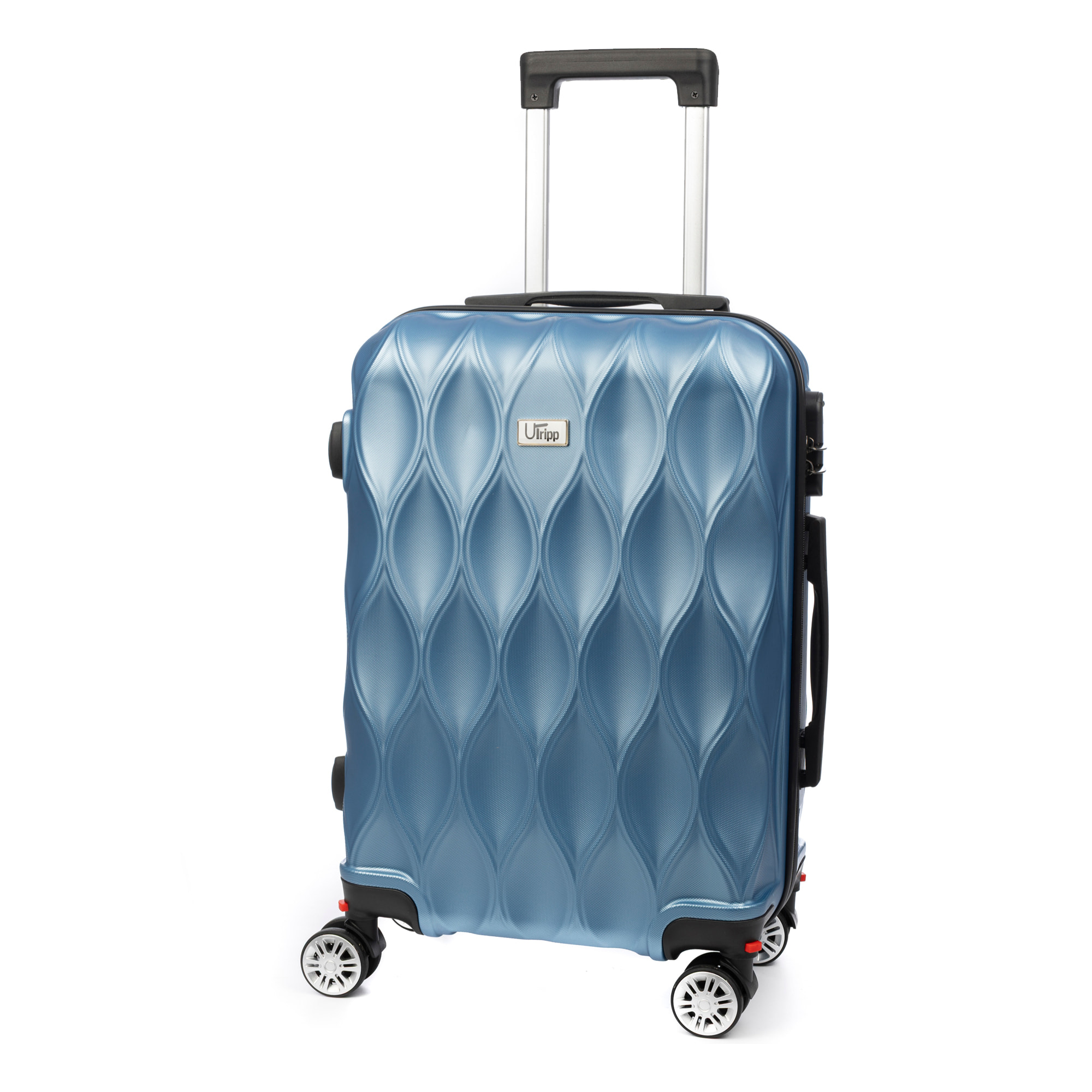 DAM Valigia da cabina Trolley in materiale leggero ABS ad alta resistenza. Chiusura numerica e 4 ruote doppie rimovibili e girevoli a 360°. 37x24x56 Cm. Colore: Blu