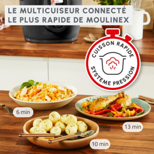 Cookeo MOULINEX YY5449FB noir connecté 6 L, 9 modes de cuisson + extra crisp, 150 recettes