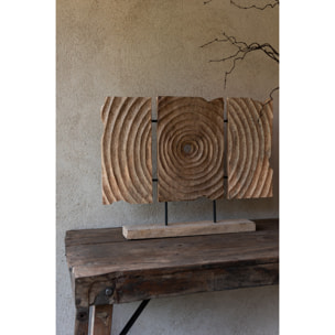 J-Line Triptyque Sculpte Sur Socle Bois Manguier Naturel