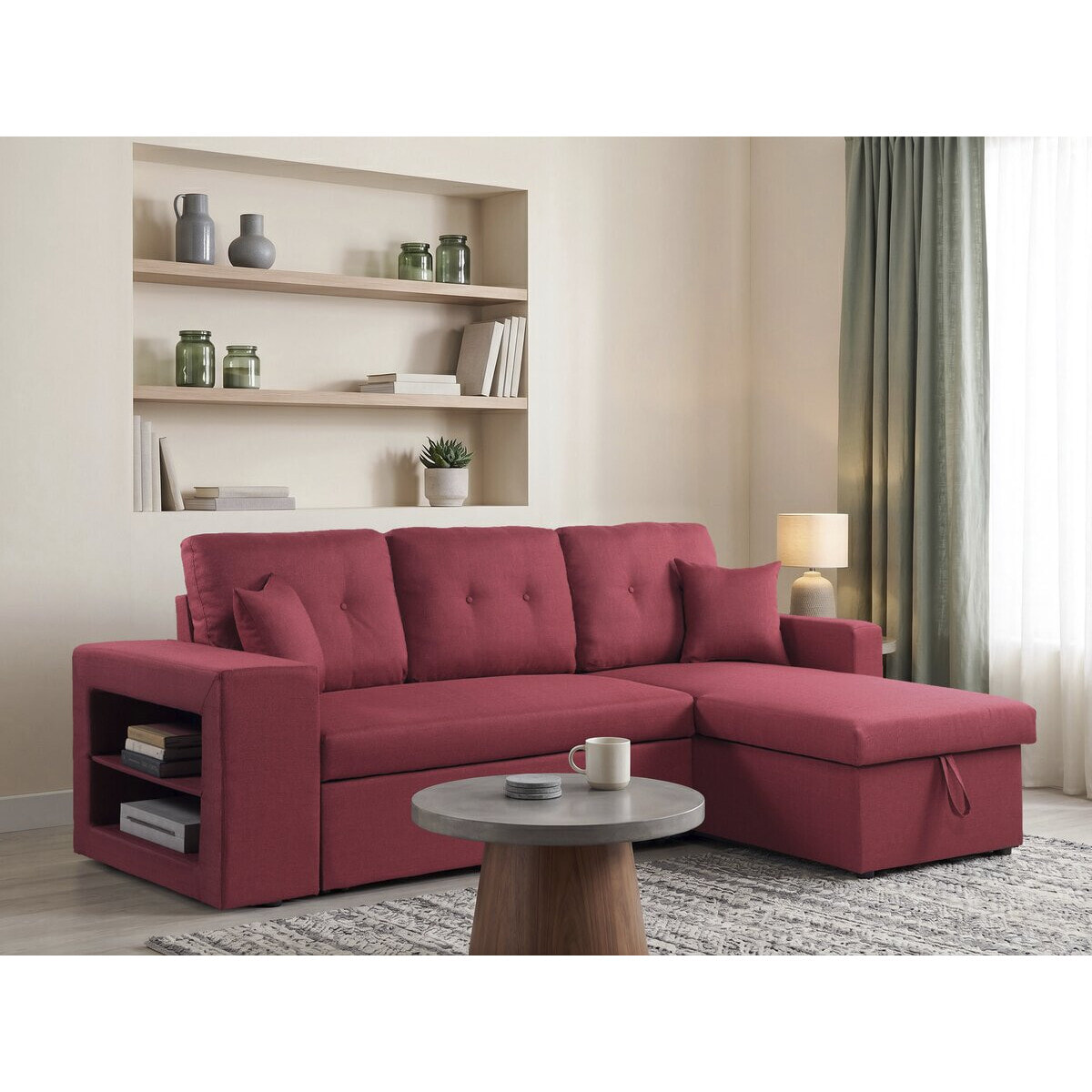Canapé d'angle convertible/réversible "Axel" - 3 places - Rouge