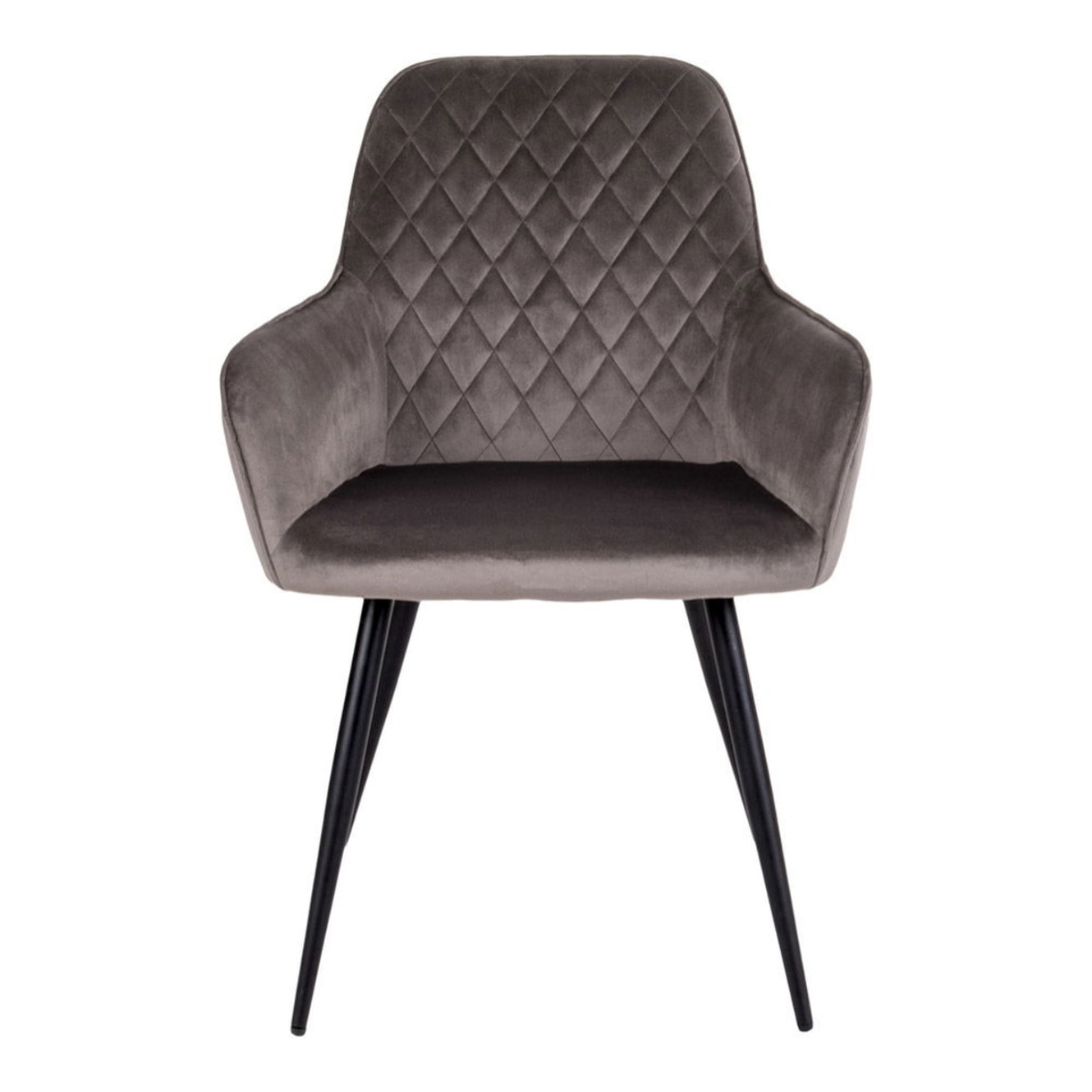 Set 2 sedie da pranzo Harbo in velluto color mushroom con gambe nere