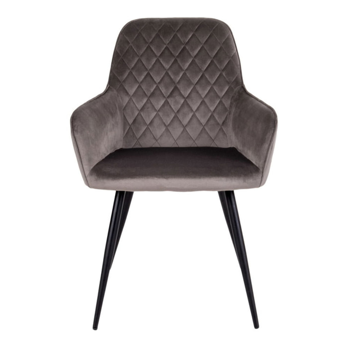Set 2 sedie da pranzo Harbo in velluto color mushroom con gambe nere