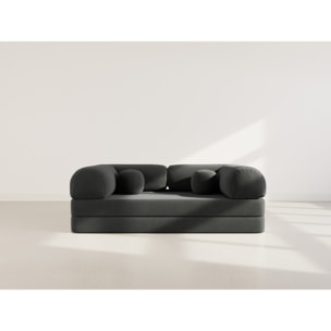 Nebula - Canapé 3 places convertible en velours texturé - Gris