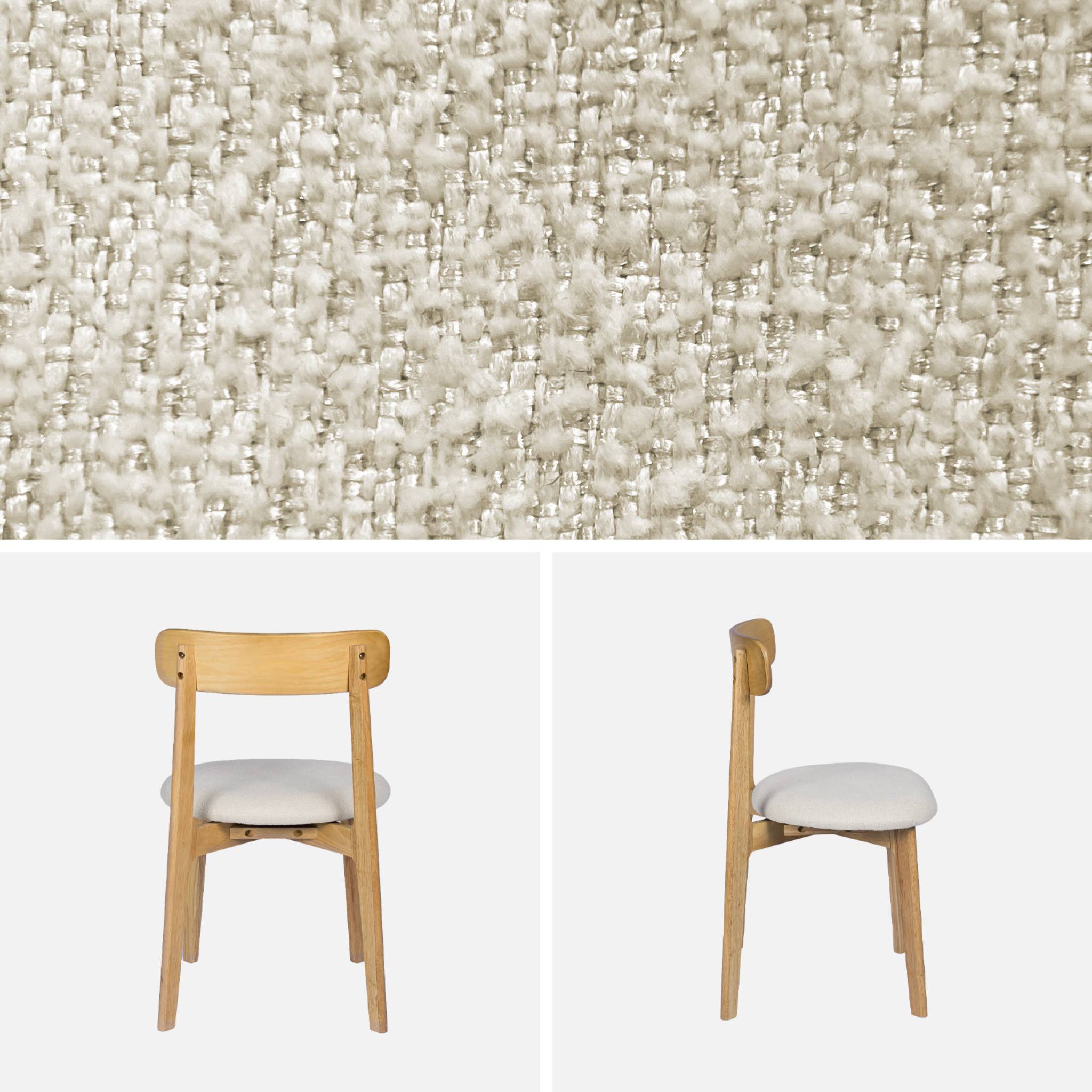 Chaise vintage bois d'hévéa teinte naturelle et tissu texturé (lot de 2) VICTOIRE