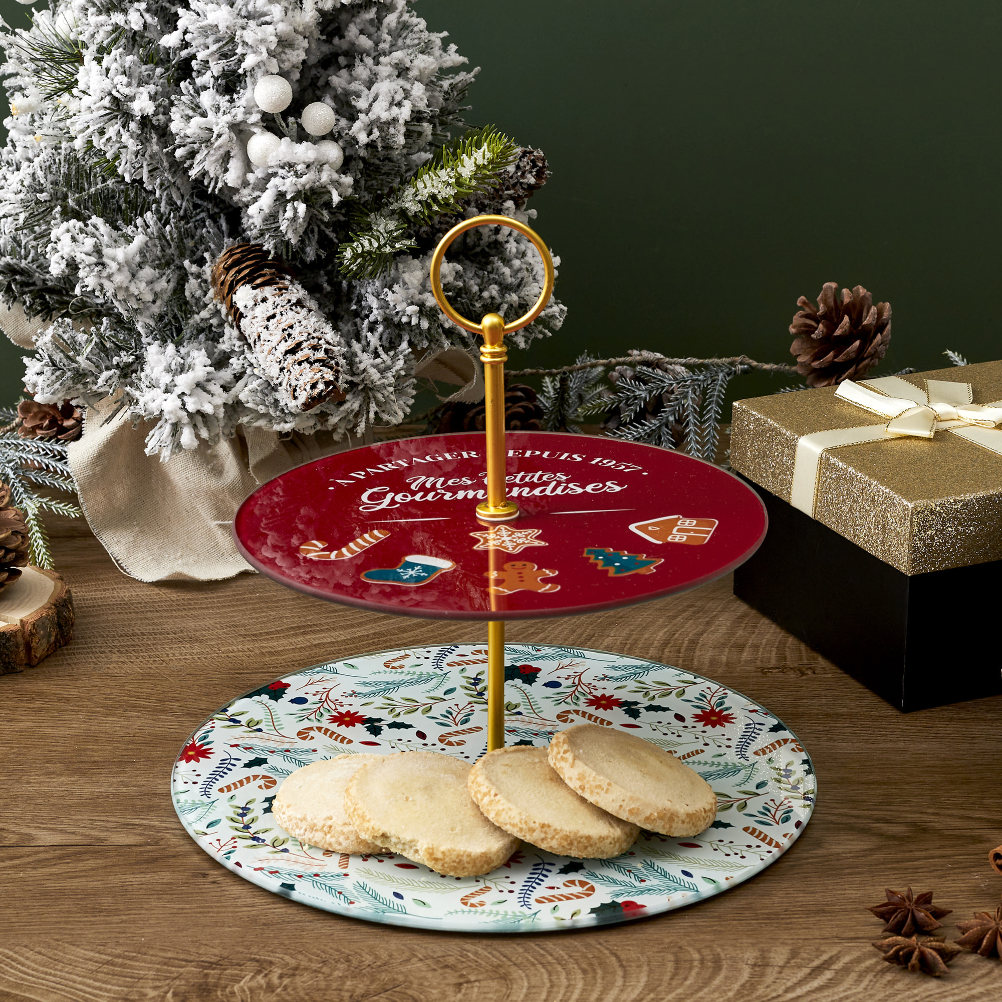 Plateau De Presentation Double Noel D25cm