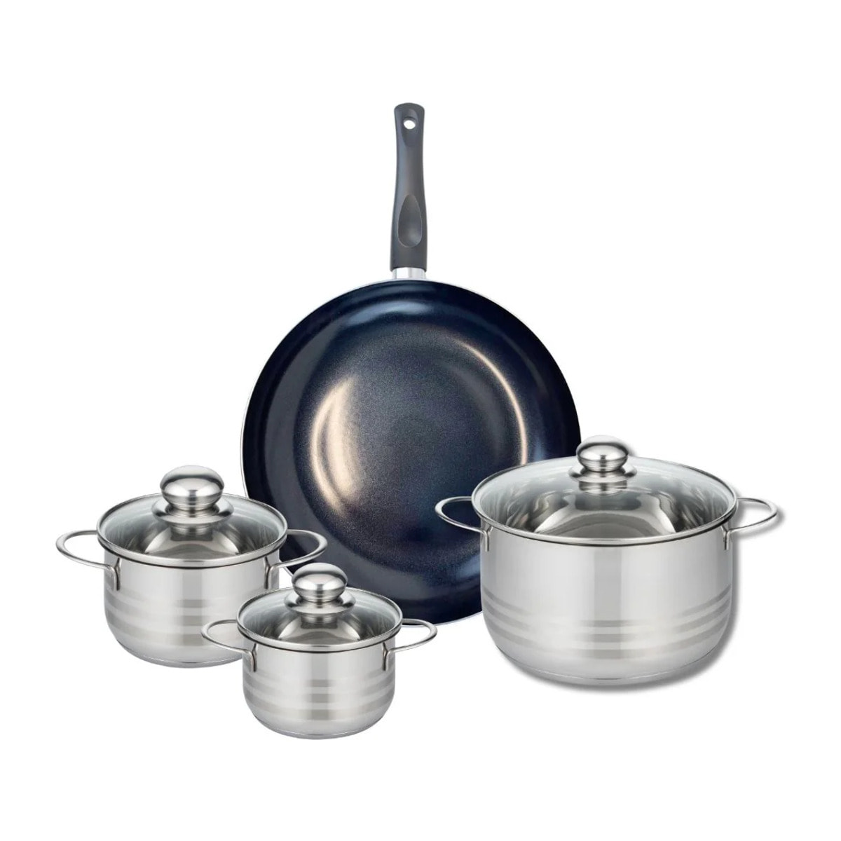 Ensemble de 1 Poêle de cuisson 32 cm et 3 faitouts 14, 16 et 24 cm Elo Prima Brillant