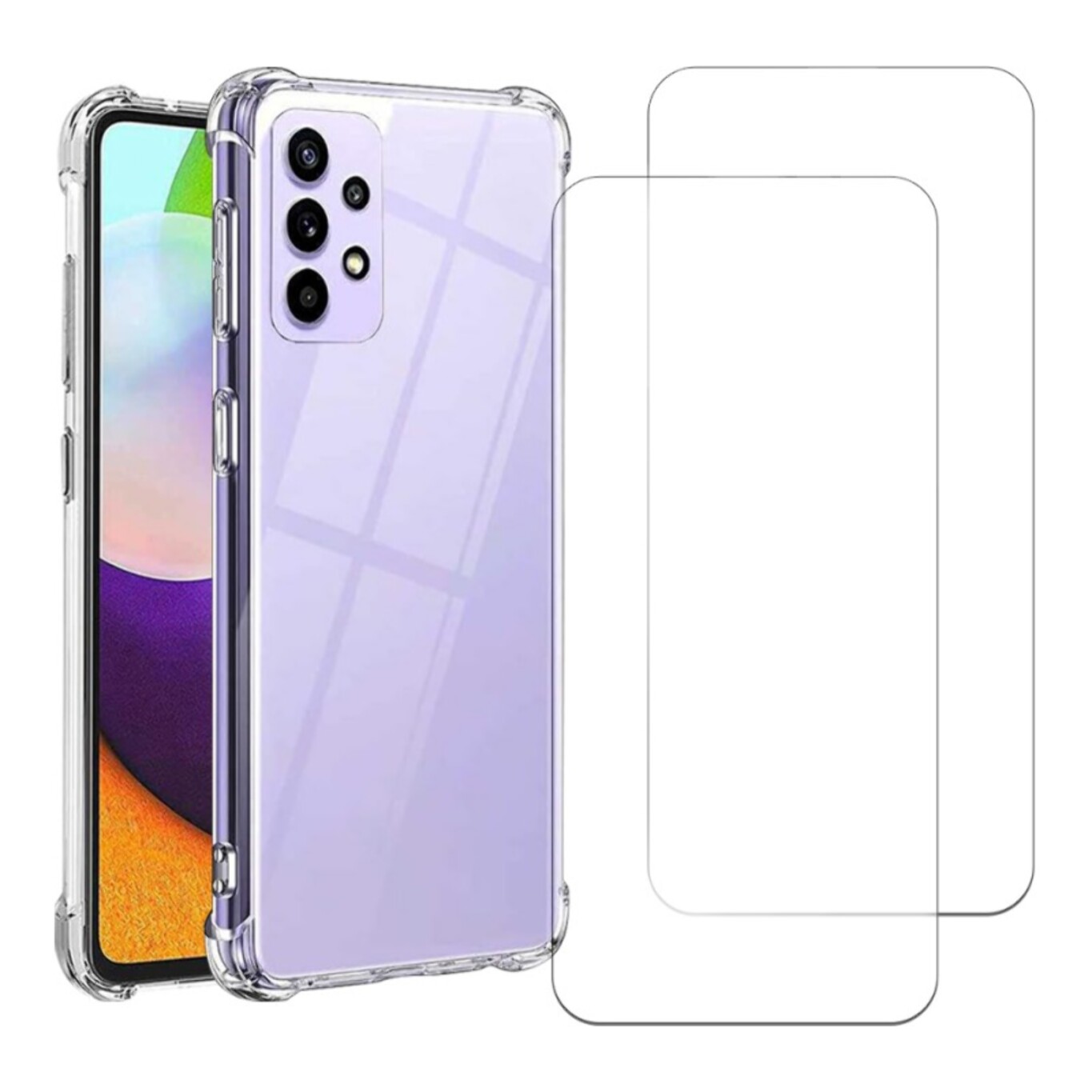 Coque Samsung Galaxy A52/A52S Antichoc Silicone + 2 Vitres en verre trempé Protection écran