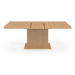 Table à manger extensible Faustine bois et pied lattes avec rangement 160-200cm