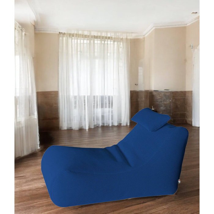 Pouf Міhck, Poltrona multiuso, Poltroncina sacco, Pouf poggiapiedi, Made in Italy, 70x120 h65 cm, Blu