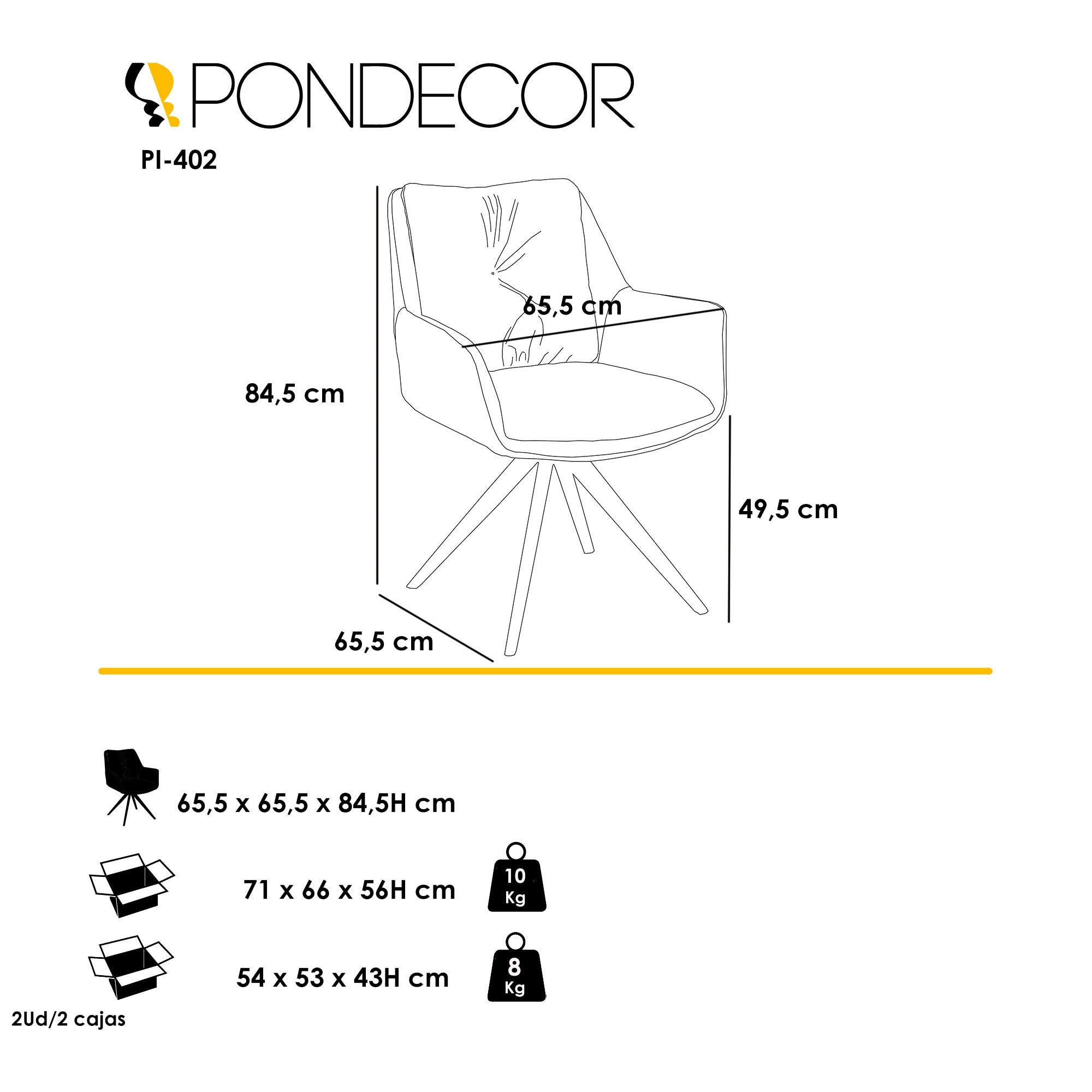 Set de 2 butacas giratorias – Polipiel y metal