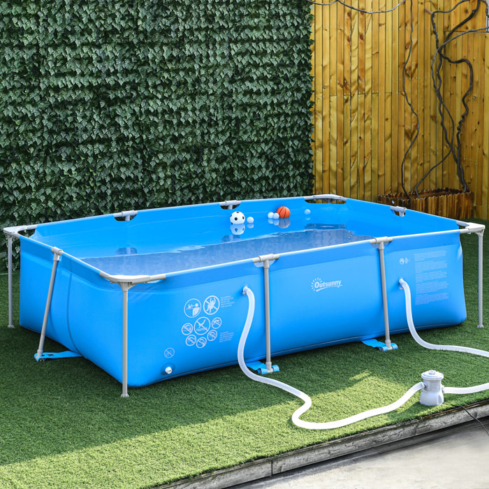 Piscine tubulaire hors sol rectangulaire cadre en métal avec filtre 292L x 190l x 75H cm bleu