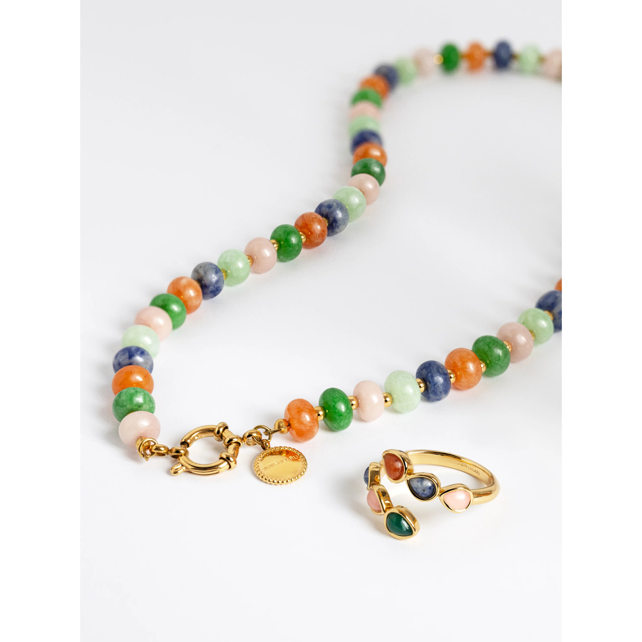 Collar Alpine Stones Acero Baño Oro