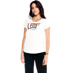 Camiseta de mujer con logo metalizado Leone Basic