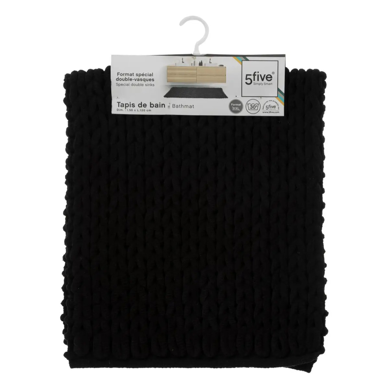 Tapis de bain 50x120 cm Noir khôl Colorama