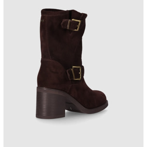 Botines de Serraje - Marron - Tacón: 5 cm