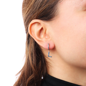 Orecchino Pendente con Lettera L in Pavé di Cubic Zirconia Blu