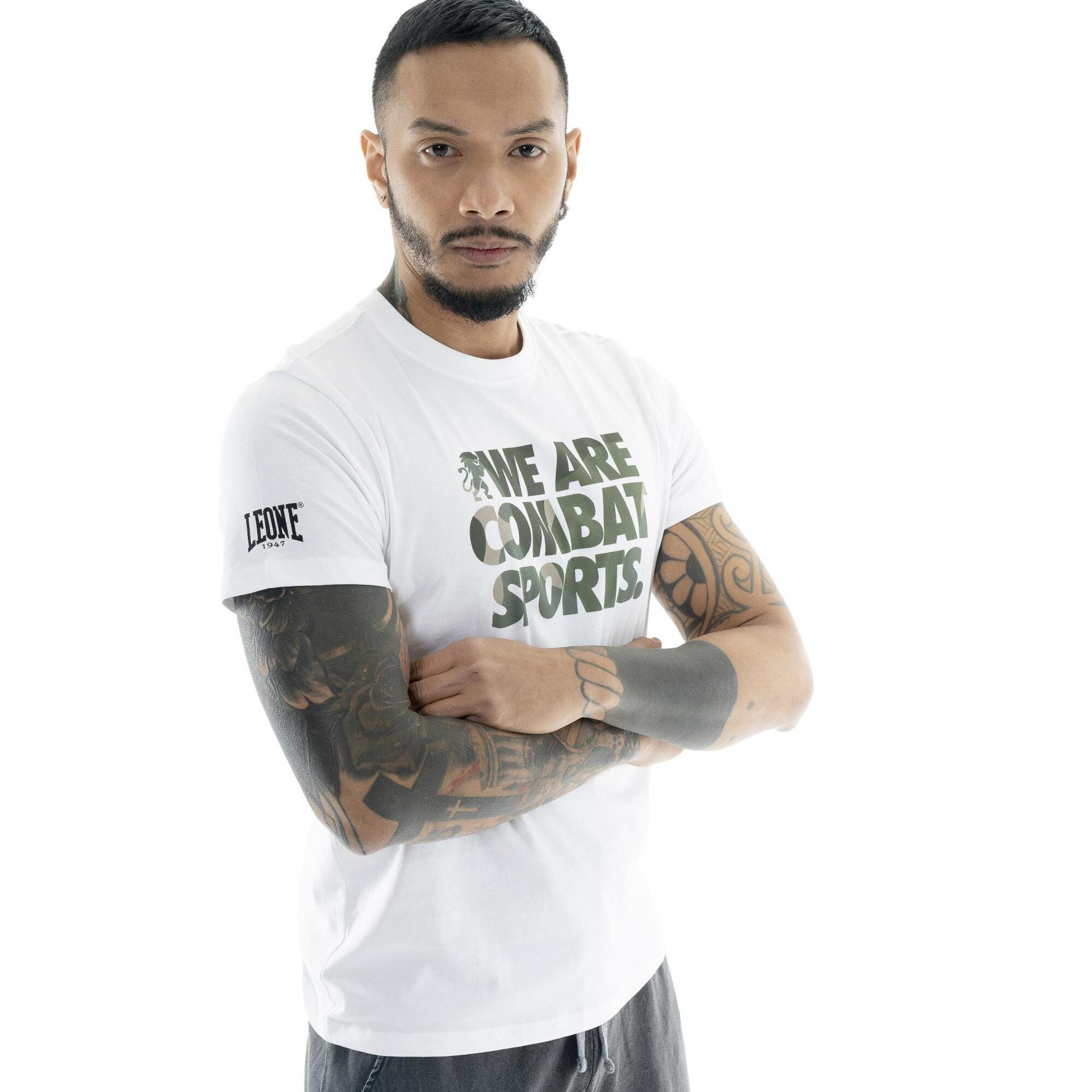 Camiseta de hombre de algodón con estampado de camuflaje Leone Military 1947