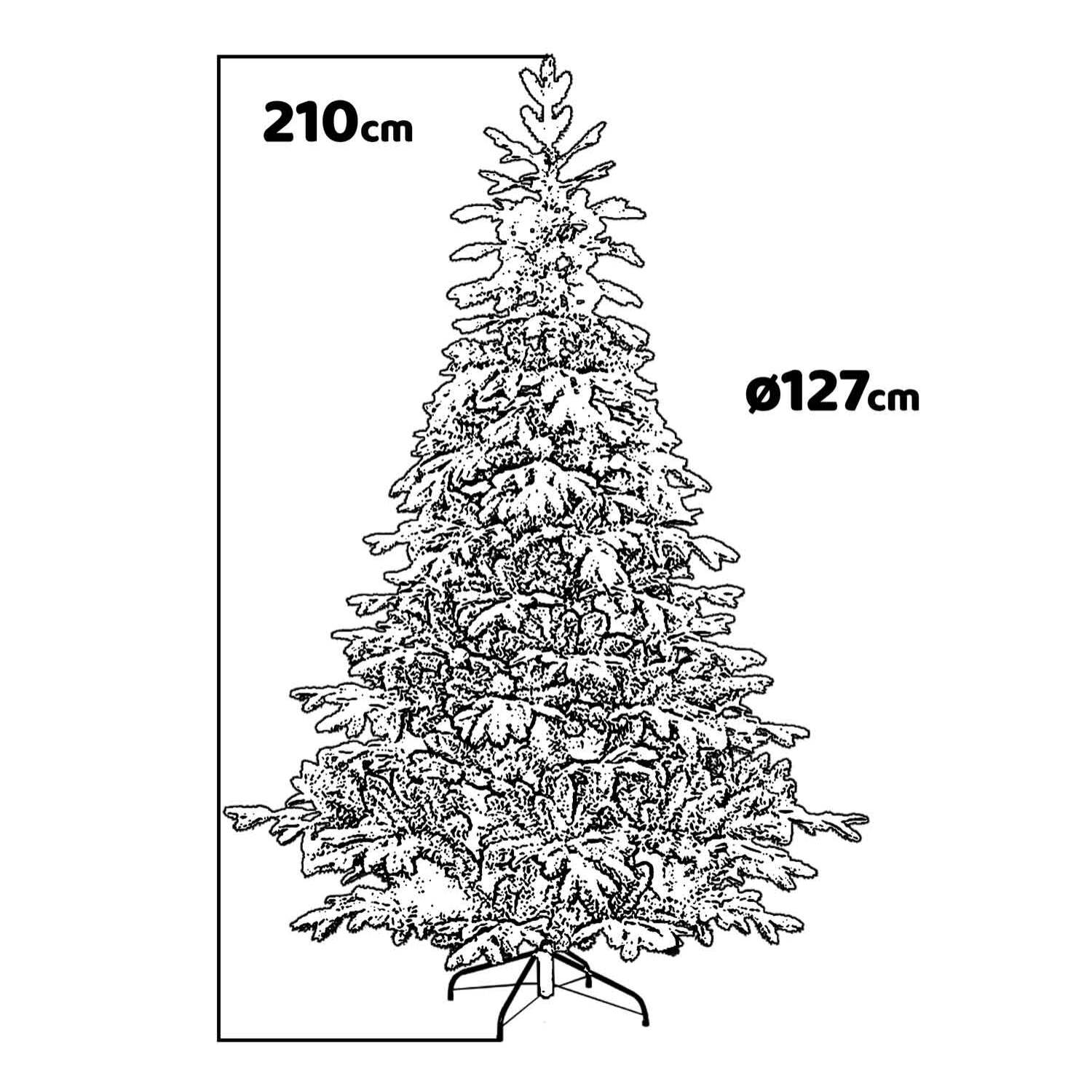 Terminillo - Albero di Natale innevato effetto realistico in PE e PVC ø127x210H, 1073 rami