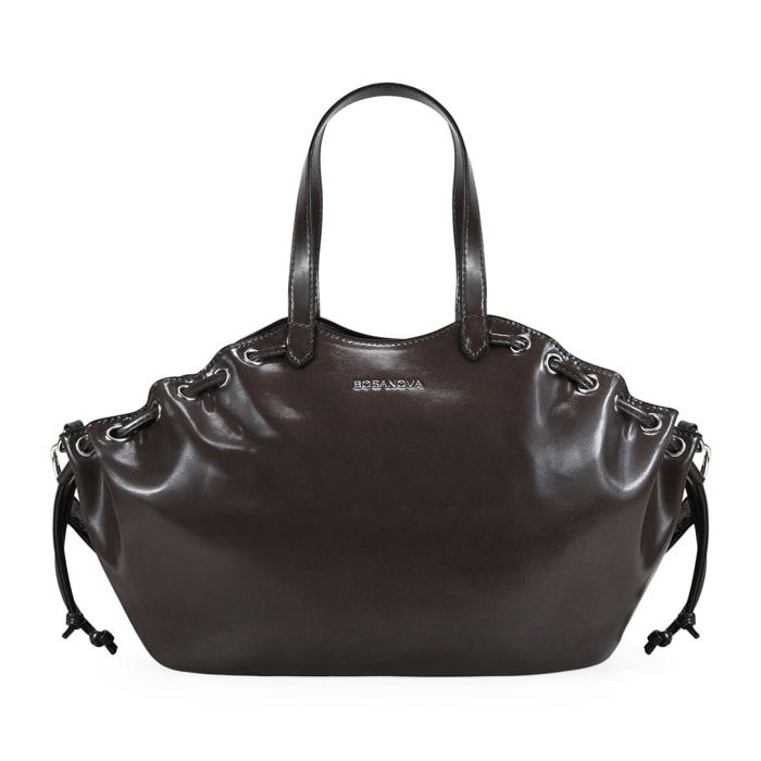 Bolso de mano visón con fruncido