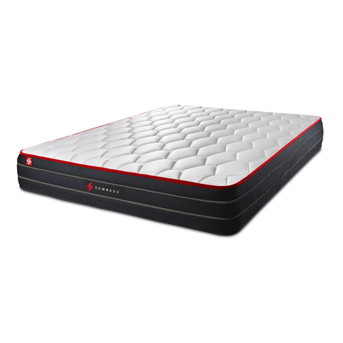 Matelas Hybride - Confort équilibré et accueil enveloppant - 26 d'épaisseur, 7 zones de confort - Soutien point par point - 2 places