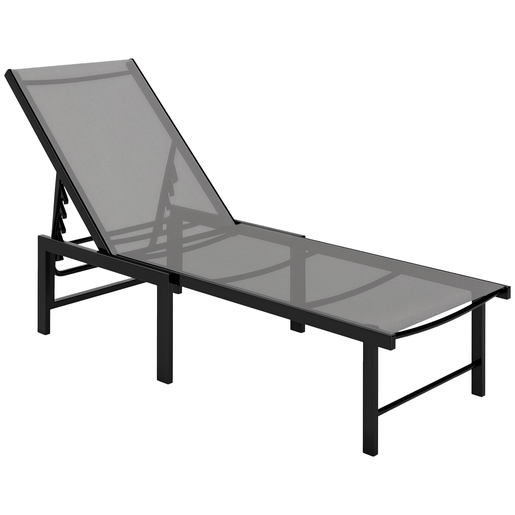 Tumbona Jardín Exterior, Tumbona Reclinable con Respaldo Ajustable en 5 Niveles y Estructura de Acero, Impermeable, Carga 120 kg, para Patio, Terraza, Balcón, 166x60x84 cm, Gris