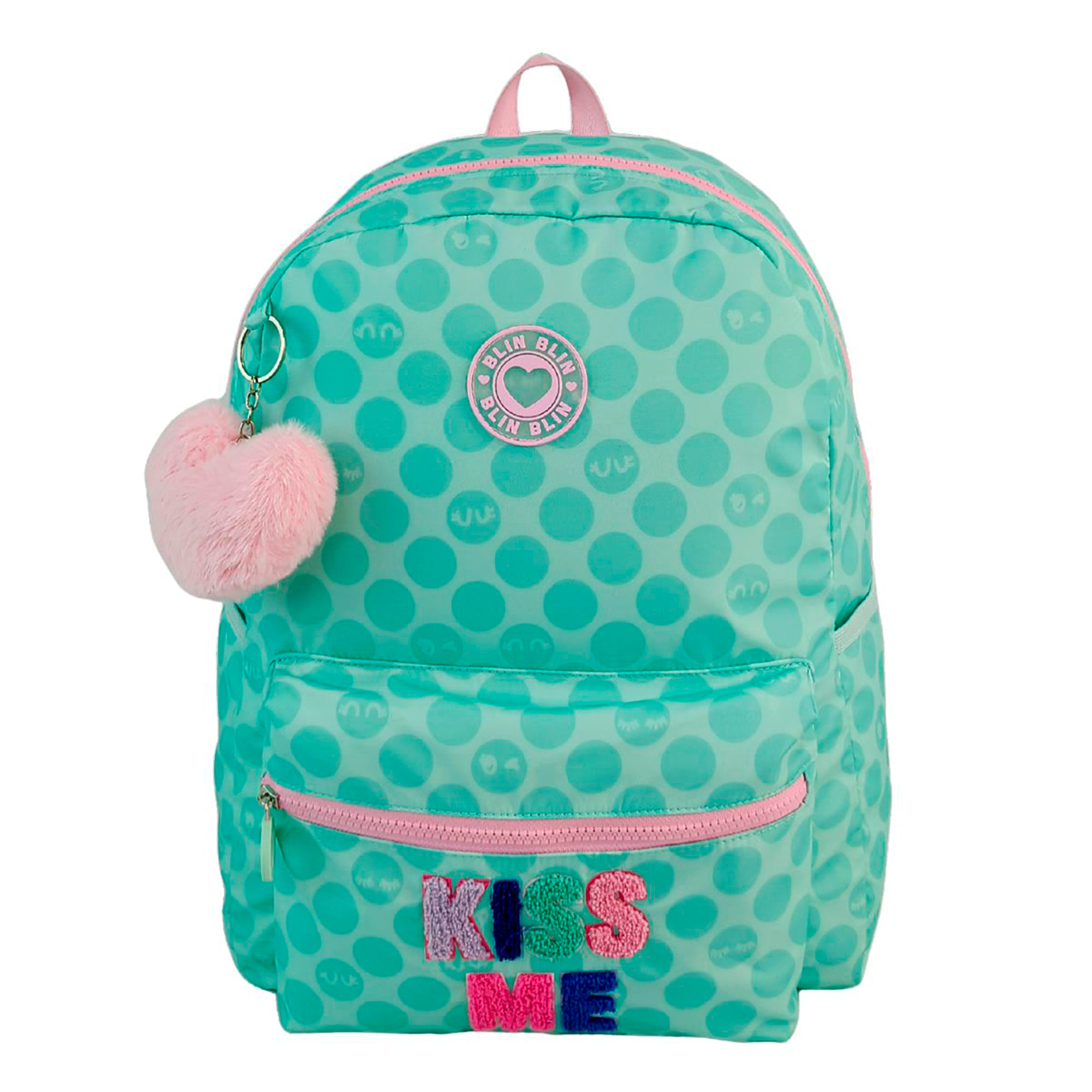Mochila Americano Blin Blin Kiss Me. Compartimento portalaptop. Espaldera y tirantes ajustables y acolchados.