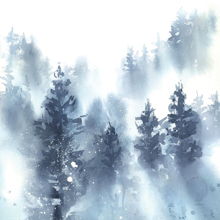 Tableau paysage abstrait Neige sur la forêt Toile imprimée