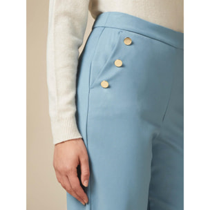 Oltre - Pantalones modelo Palazzo de franela - Light - blue