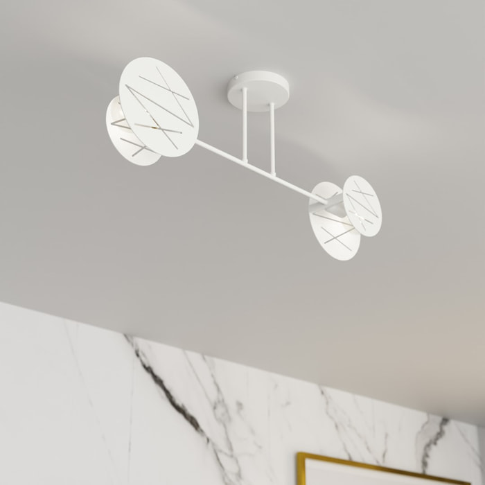 Lampada a sospensione Frick in acciaio bianco opaco