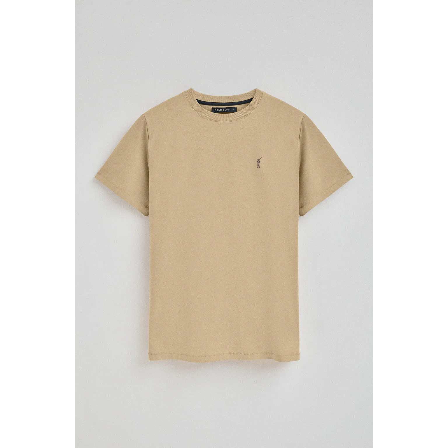 Camiseta marrón claro con cuello redondo y bordado Rigby Go