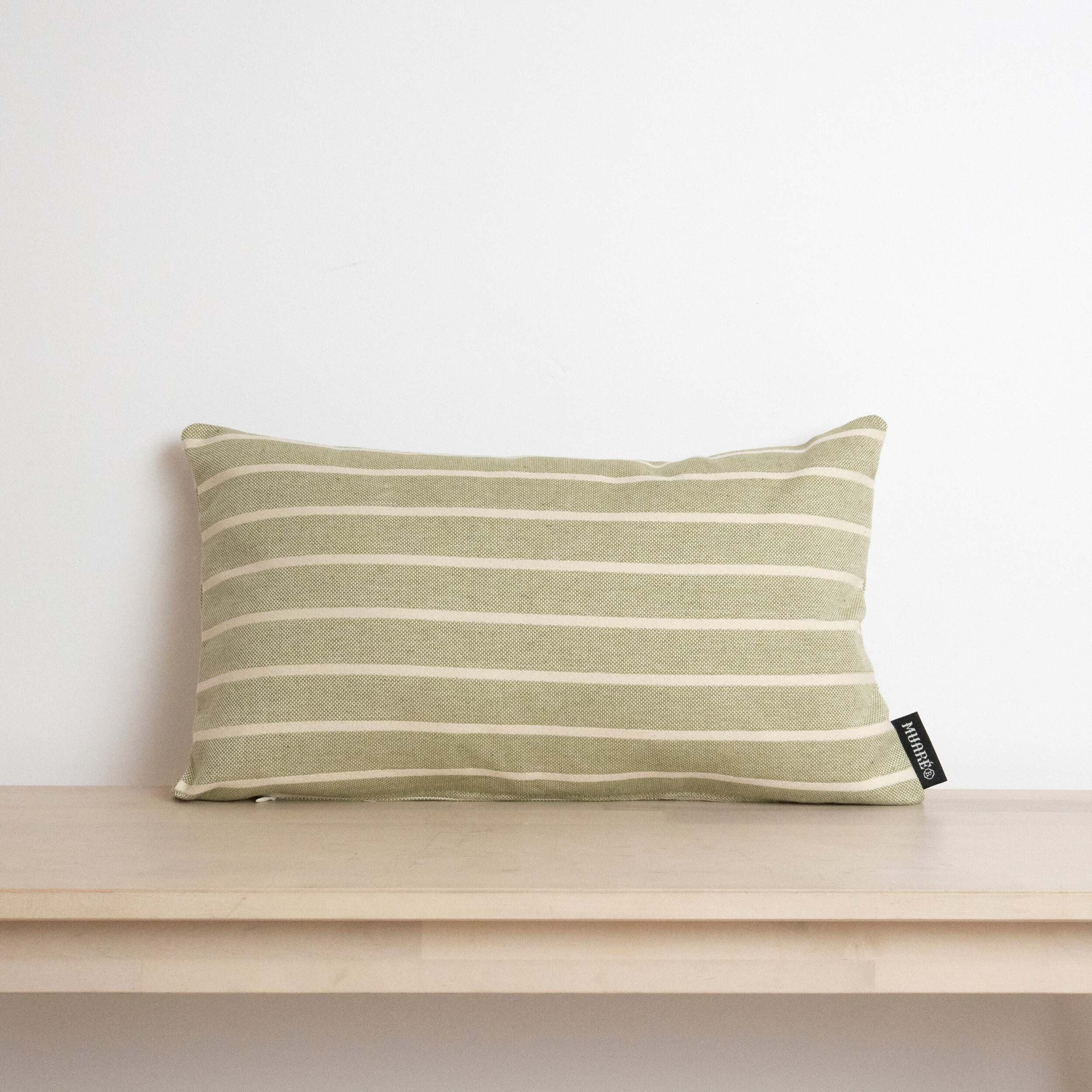 Housse de coussin jacquard 30x50 cm Rayure Vert FC