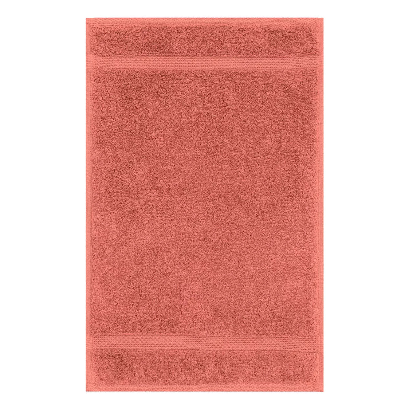 Serviette invites pur coton 550 g/m² uni rose Elea corail