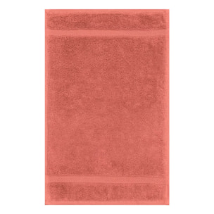 Serviette invites pur coton 550 g/m² uni rose Elea corail