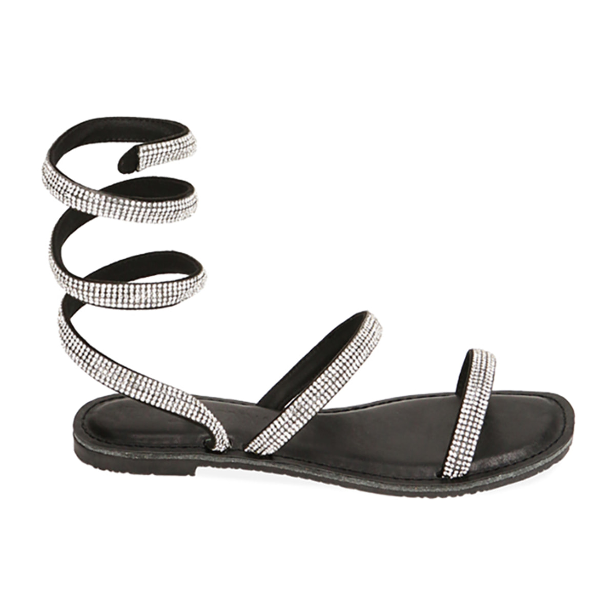 Sandalias negras con pedrería